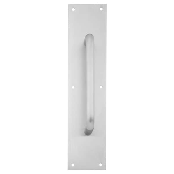 Pull Plate, 10-in CTC, 3/4-in Diameter, 1-1/2-in Clearance, 4-in x 16-in, Satin Stainless Steel